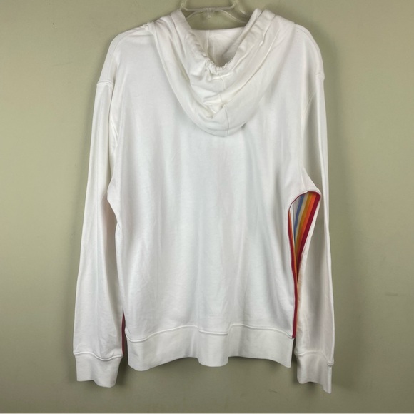 reNeu Earth Full Zip White Hoodie w/ Rainbow Under Arm & Down Side Size Large - Picture 10 of 11